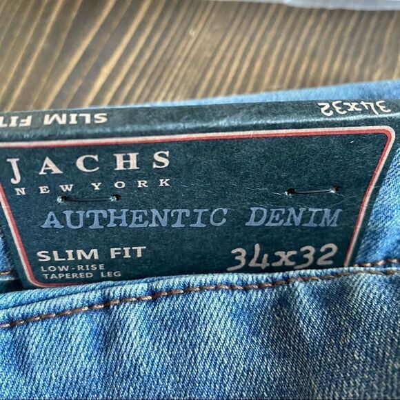 NWT Jachs New York Mens Light Wash Low Rise Slim Fit Denim Jeans Size 34x32 - Picture 8 of 9